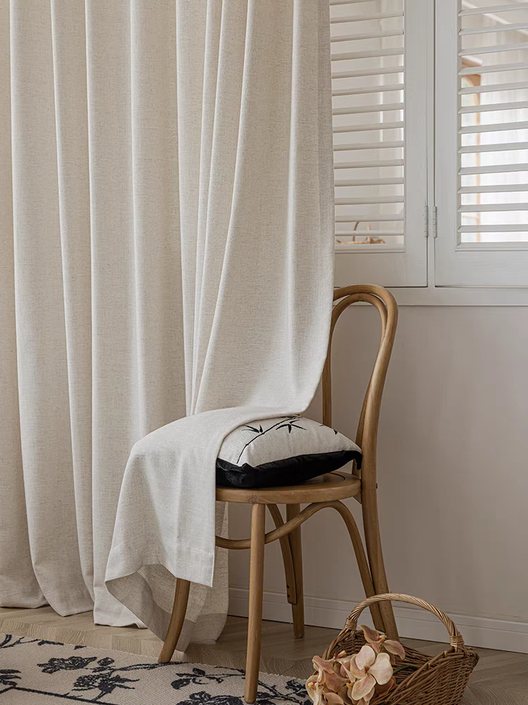 Cream / Off-White Linen Cotton Custom Curtain