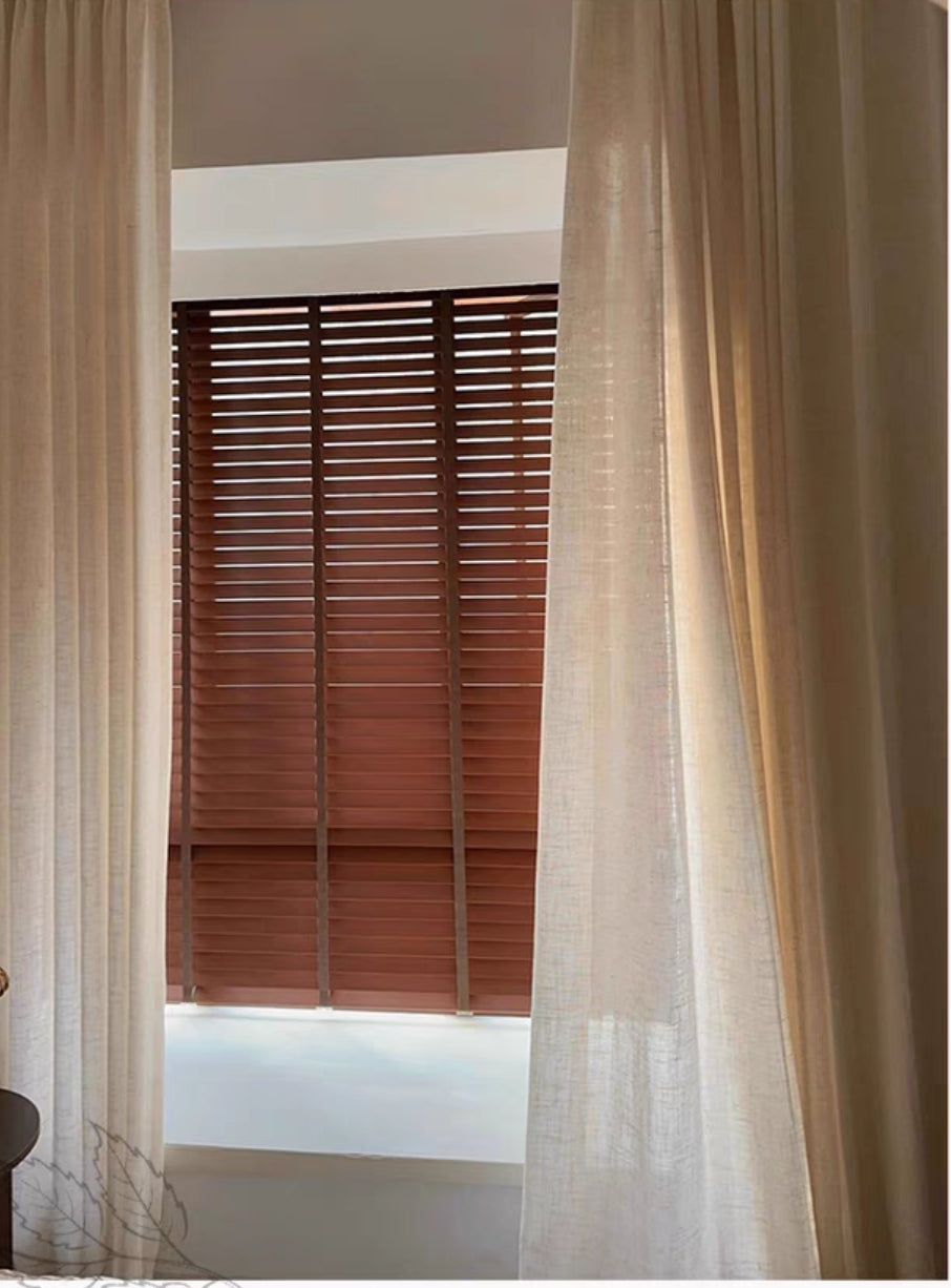 Cream Vertical Textured Linen Custom Sheer Curtain