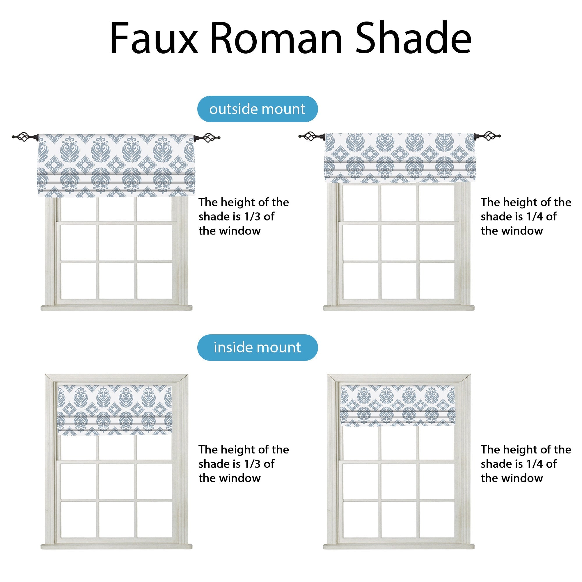 Custom Size Faux Roman Shade Flat Roman Shade Valance Fake Roman Shade Valance- Pattern # GLT-84