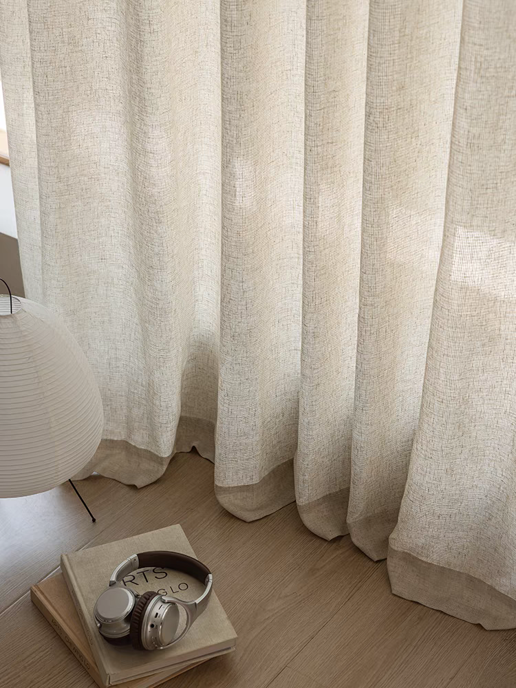 Hollow Grid Linen Custom Sheer Curtain